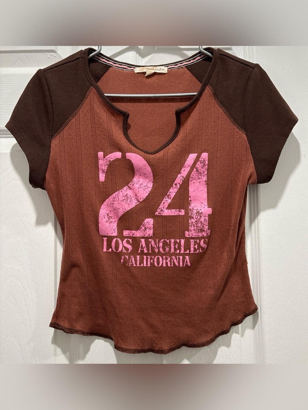 Rewind Brown Los Angeles California Graphic Top